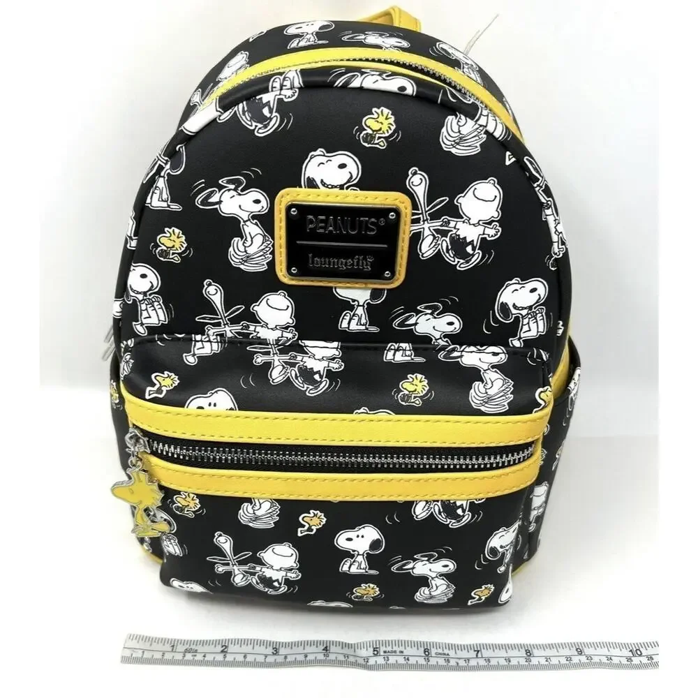 Loungefly Peanuts Snoopy Woodstock Charlie Brown Mini Backpack Black Yellow NWT